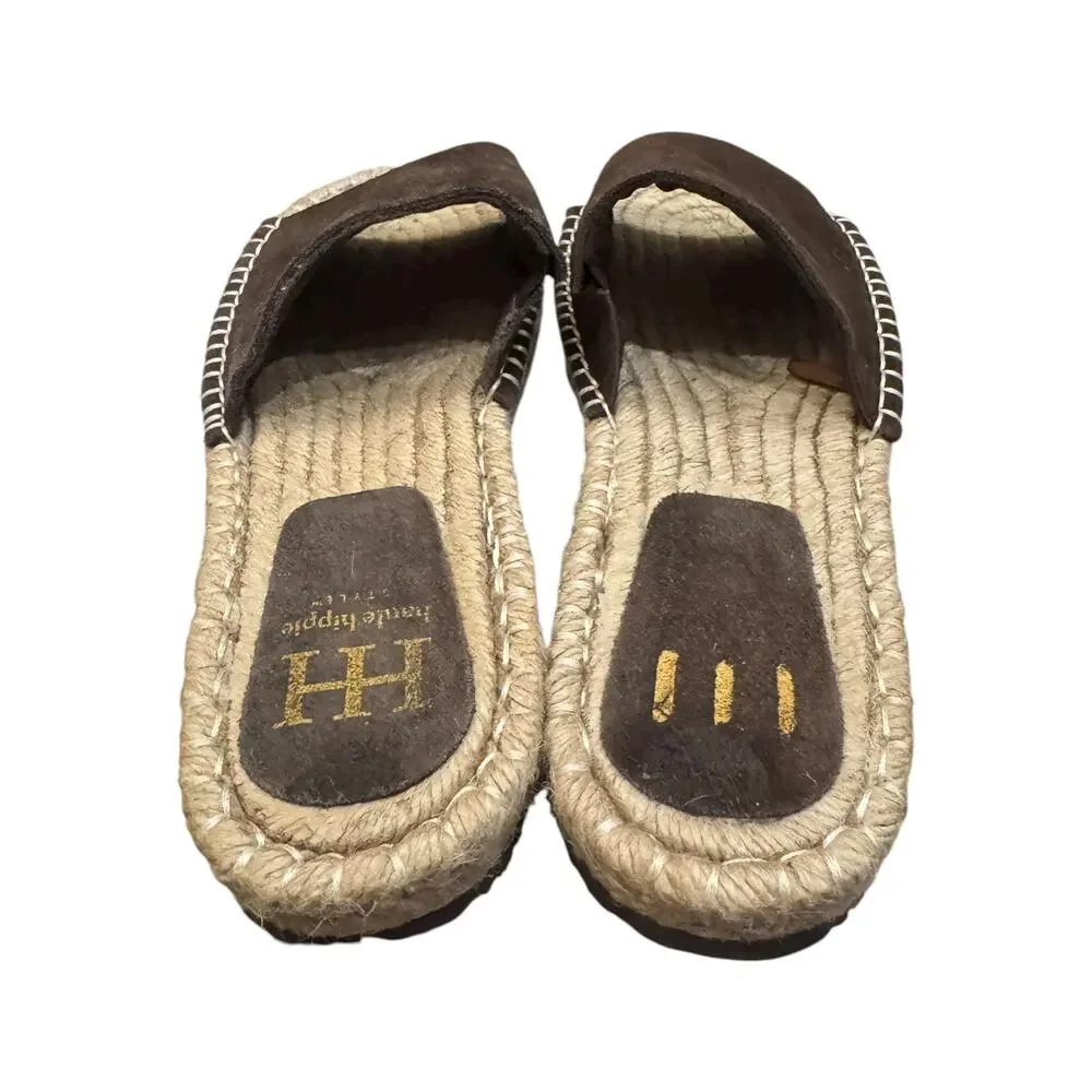 Haute Hippie Brown Suede Espadrille Slide Sandals Women’s 9M